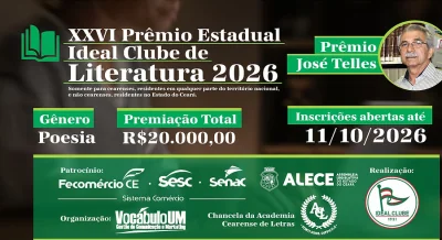 O XXVI Prêmio Estadual Ideal Clube de Literatura – 2026